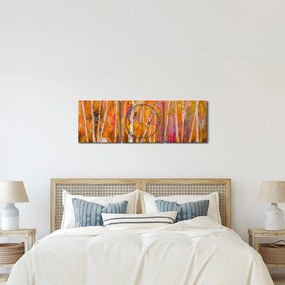 Obraz - Jesienny las (z zegarem) (90x30 cm)