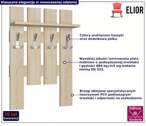 Wieszak Ścienny Pionowy Z Półką Dąb Sonoma N1-K05