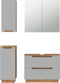 Zestaw mebli łazienkowych dąb/szary w paski 79.6x32x62.5 lotta