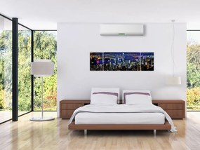Obraz drapaczy chmur w nocy (170x50 cm)