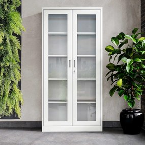 Szafa przeszklona medyczna, witryna lekarska AMELIA, 900 x 1850 x 400 mm, biała