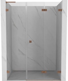 Mexen Lunar-F L drzwi prysznicowe składane prawe 135 cm, transparent, miedź szczotkowana - 836SL-135-050-65-00-P