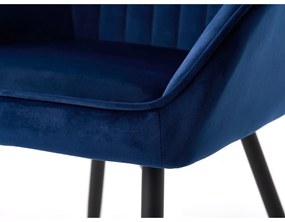 Ciemnoniebieskie aksamitne krzesła z podłokietnikami zestaw 2 szt. Nolan Stripe – Unique Furniture