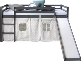 Łóżko dziecięce 90x200 cm szare gwiazdki Slide Lite drewno sosnowe