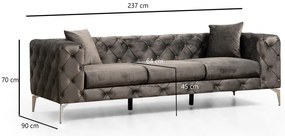 Ciemnoszara aksamitna sofa 237 cm Como – Balcab Home