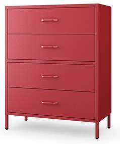 Komoda szafka metalowa czerwona Modern CARLA, 800 x 1015 x 400 mm