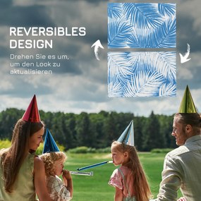 Outsunny Mata zewnętrzna obrotowa, wodoodporna, wzór liści, 182x274cm, Niebieski/Kremowy