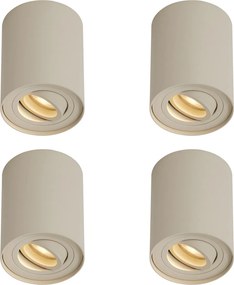Zestaw 4 Nowoczesnych Reflektorów Natynkowych Beżowych GU10 50mm Obrotowych i Uchylnych - Rondoo Up