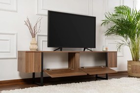 Szafka pod TV w dekorze orzecha w ciemnym naturalnym kolorze 180x50x29,5 cm Serenity – Kalune Design