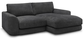 Czarny narożnik z tkaniny szenilowej (prawostronny/z szezlongiem) Leonore – Bobochic Paris