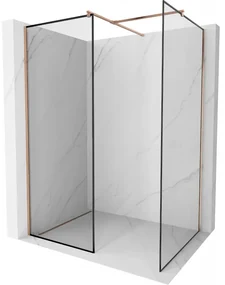 Mexen Kioto ścianka prysznicowa Walk-in 130 x 120 cm, czarny wzór, miedź szczotkowana - 800-130-202-65-70-120