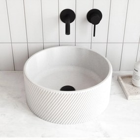 Umywalka betonowa nablatowa okrągła bez otworu na baterię 37 cm VIJA | różne kolory : Kolor - Biały (beton)