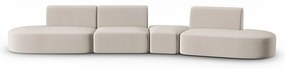Beżowa aksamitna sofa prawostronna 428 cm Paolo – Milo Casa