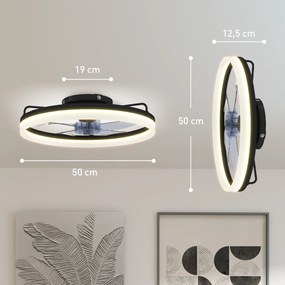 HOMCOM Wentylator sufitowy z oświetleniem i pilotem, 50 cm LED wentylator sufitowy, 3 kolory, 6 prędkości, timer, regulowana jasność | Aosom PL