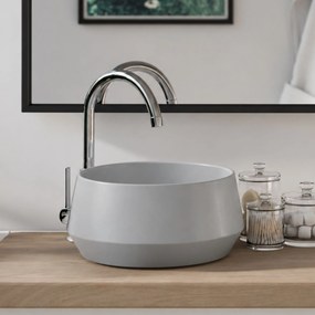 Massi Umywalka nablatowa okrągła z konglomeratu szara matowa 33cm KANA Grey Matt