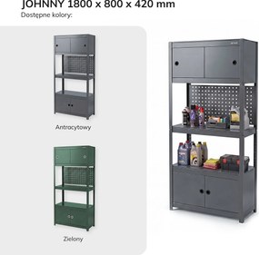 Regał metalowy z szafkami antracytowy: JOHNNY, 1800 x 800 x 420 mm