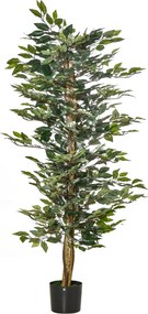HOMCOM sztuczne rośliny w doniczce 150 cm FICUS sztuczne drzewo doniczka plastikowa