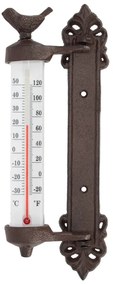 Żeliwny termometr ścienny z ptaszkiem Esschert Design Dekor Bird, wys. 27,3 cm