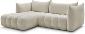 Beżowy narożnik z materiału bouclé (lewostronny/z szezlongiem) Azra – Bobochic Paris