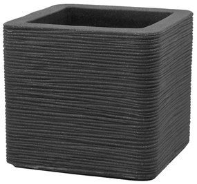 Donica ogrodowa kwadratowa 50 x 50 cm Kubus ryflowana antracytowa PATIO