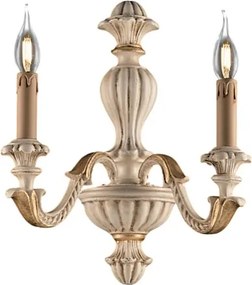 Kinkiet Leonardo 2-punktowy z drewna w kolorze kości słoniowej i złota .29 P.19 BL180-AP2-AV