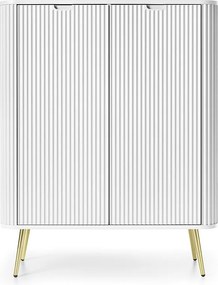 Komoda biała, nogi: złote, 103 x 129 x 39 cm