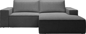 Kanapa narożna rozkładana, prawostronna, mała z szarego antracytowego weluru  AMELIA