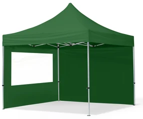 TOOLPORT 3x3 m Namiot Ekspresowy, ECONOMY Alu 32mm, ze ścianami bocznymi, okna panoramiczne, ciemnozielony - (59007)