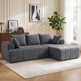 HOMCOM 3-osobowy narożnik w kształcie L z otomaną, przekształcalna sofa Chenille-Cloud z wkładem sprężynowym, szary | Aosom PL