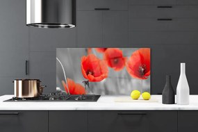 Panel Szklany do Kuchni Czerwone Maki w Polu