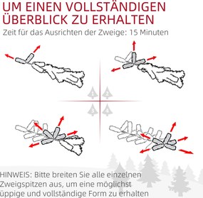 HOMCOM Choinka 180 cm z girlandą LED, sztuczne drzewko, odporna na ogień, z metalową podstawą, Zielona | Aosom PL
