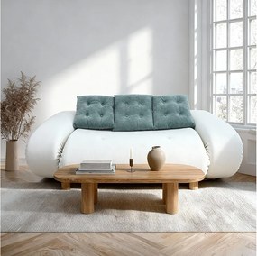 Sofa rozkładana Okoa 2-osobowa – biały i szałwia