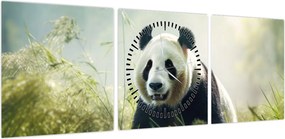 Obraz - Panda (z zegarem) (90x30 cm)