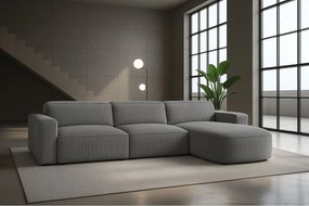 Narożnik w kształcie L zaokrąglony Cursal, tkanina Poso, Szary, Prawy