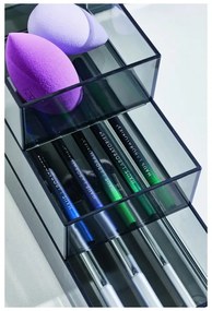 Organizery łazienkowe na kosmetyki z plastiku z recyklingu w kolorze matowej czerni zestaw 3 szt. Stack &amp; Slide – iDesign