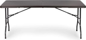 Składany stół cateringowy imitacja rattanu Party 180 cm, brązowy