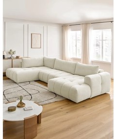 Beżowy rozkładany/ze schowkiem narożnik (lewostronny/w kształcie litery U) Fuji – Bobochic Paris
