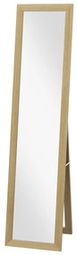 HOMCOM Lustro do pełnego ciała, Lustro ścienna, 37 cm x 40 cm x 155 cm, z hakami do montażu, Srebrne + Dąb