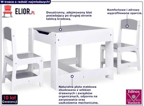 Szary wielofunkcyjny stolik z krzesłami dla dzieci F2-D90
