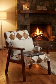 Drewniany tapicerowany skórą naturalną fotel lisek F7-B44