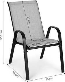 Zestaw 4 krzeseł ogrodowych sztaplowanych Isla 092, jasny szary