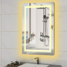 Lustro łazienkowe VERO 60x80cm srebrne z oświetleniem LED HALMAR