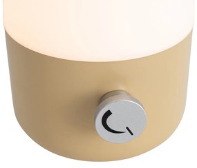 Zewnetrzna Lampa stołowa zewnętrzna złota z białą, zakumulatorem LED IP44 - Haard Nowoczesny Oswietlenie zewnetrzne
