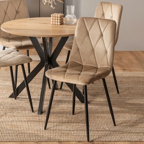 Krzesło Tapicerowane do Salonu ROBIN Beżowe Welurowe Nowoczesne Loft