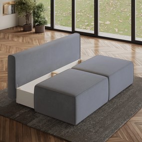 Masseno Narożnik VARNA z funkcją spania i pojemnikiem na pościel Narozniki L, Rozkładana sofa - Szary, MONOLITH 85