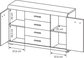 Komoda LEGAME 140 cm do Salonu Sypialni Dąb sonoma