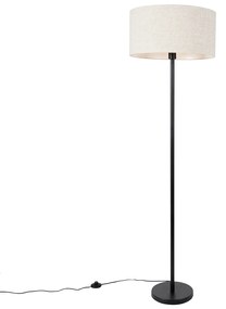 Lampa stojąca czarna z abażurem w kolorze jasnoszarym 50 cm - Simplo Nowoczesny Oswietlenie wewnetrzne