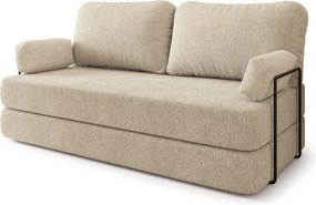 Masseno Sofa piankowa NIKSI z funkcją spania, Kanapa z pianki do salonu, Bezmontażowa, Tkanina bucle – Kremowy QUELLE 02
