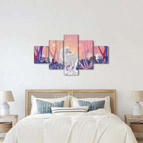 Obraz - Jednorożec w magicznym lesie (125x70 cm)