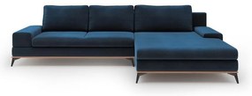 Granatowy rozkładany narożnik z aksamitnym obiciem Windsor & Co Sofas Astre, prawostronny